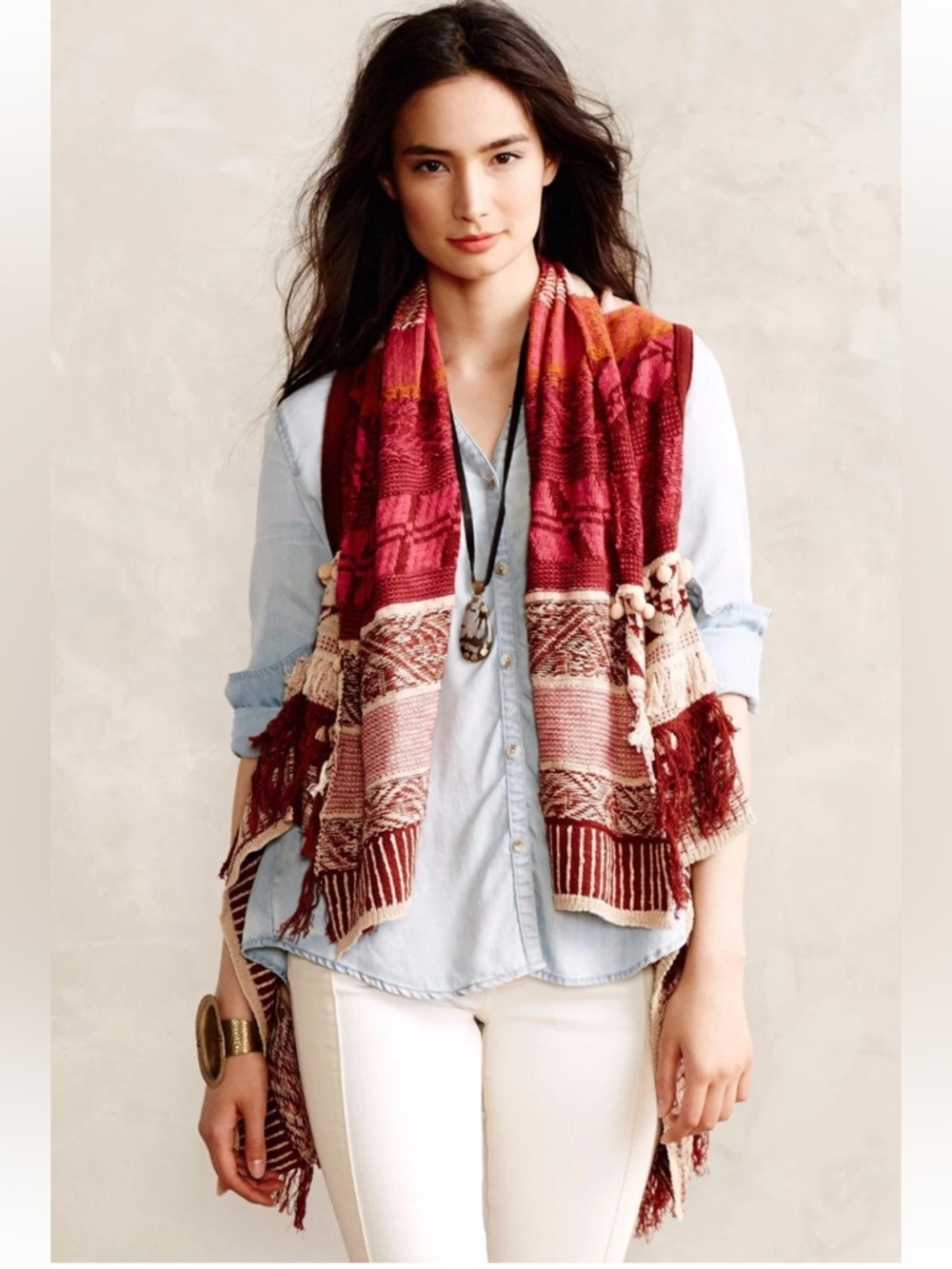 Anthropologie‎ Moth Durango Jacquard Boho Vest - Picture 15 of 15